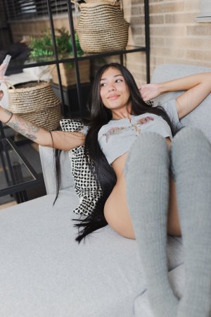 Yeye Guzman spreads her legs on the couch in grey socks teasing with a big toy solo — Yeye Guzman #3
