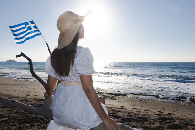 Layla Scarlett teases in a white dress on a windy beach, fingers brushing her curves under the sun — Layla Scarlett #2