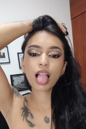 Bending forward topless Alexa Belluci teases with big tits and tattoos in her bedroom solo — Alexa Belluci #2