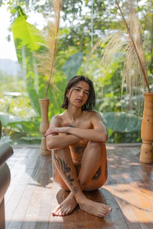 Tormenta teases with solo toy play on wooden floor bathed in jungle light craving more — Tormenta #8