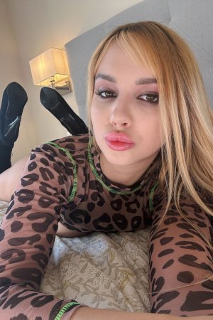 Erika Heiss teases in leopard print and black skirt, posing solo with thigh highs in bedroom mirror — Erika Heiss #13