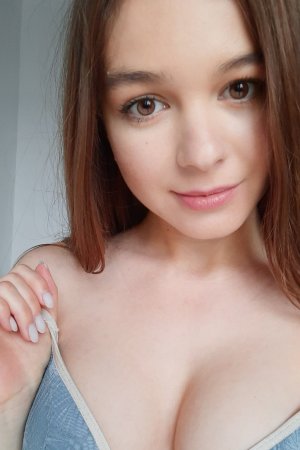 Stefani poses in blue lace lingerie taking selfies by the studio window her curves glowing soft — Stefani #17