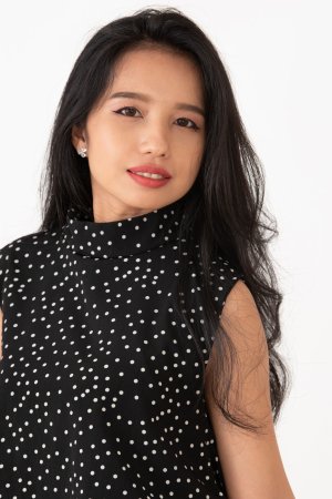 Norah teases in polka dot topless pose, barefoot and craving your eyes on her curves — Norah #2