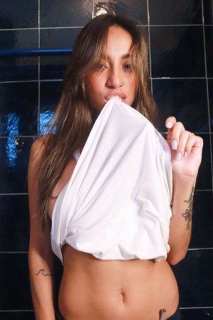 Camila Luna starts with a white shirt, ends topless in the bathroom, nipples and navel on display — Camila Luna #2