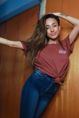 Camila Luna starts with a white shirt, ends topless in the bathroom, nipples and navel on display — Camila Luna #19